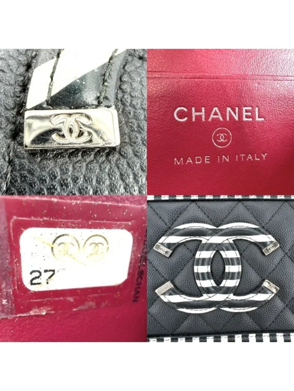 Chanel Shoulder Bag Quilted CC Filigree Mini Stripe Crossbody Chain Square